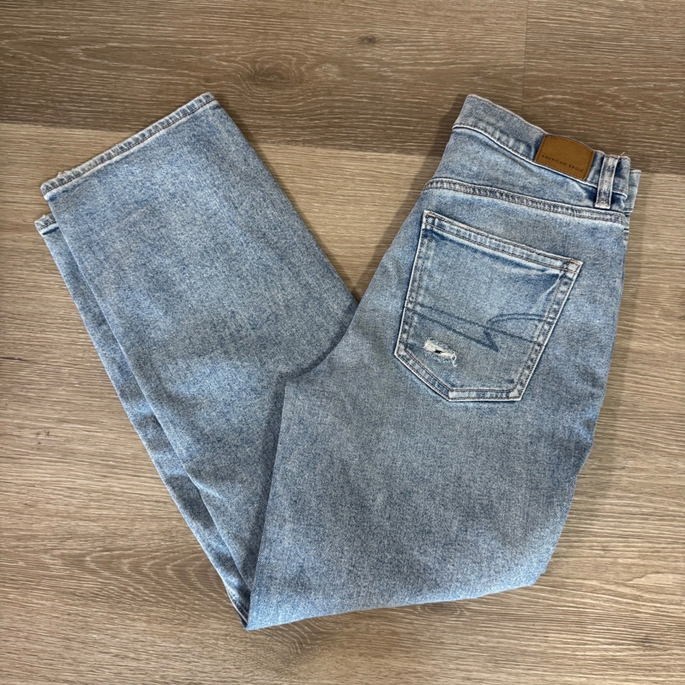 American Eagle Jeans Womens 8 Short Blue Highest Rise 90s Boyfriend Distressed